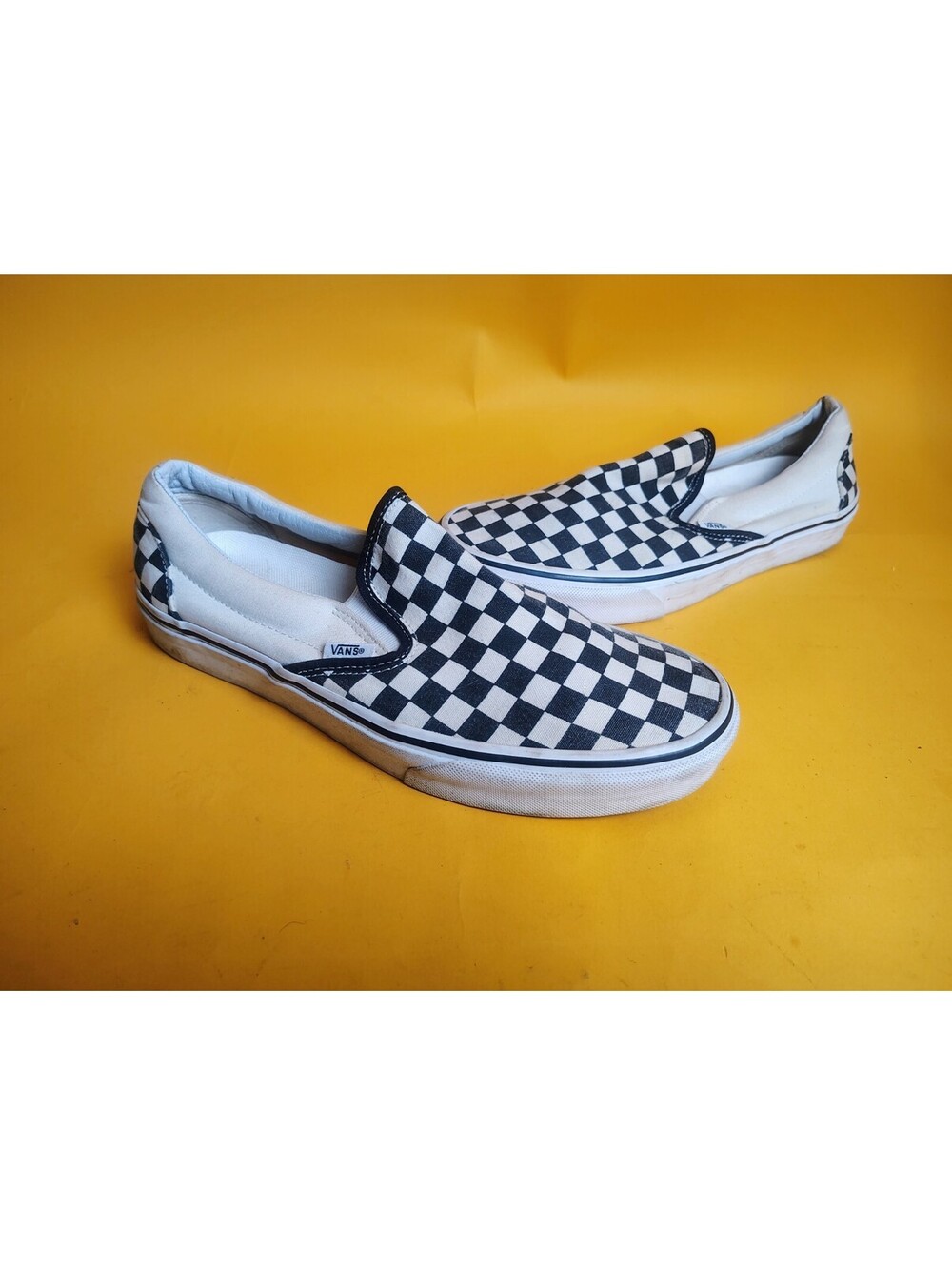 Vans Classic Slip On Checkerboard Shoes Mens 9.5 Womens 11 Black White 721356